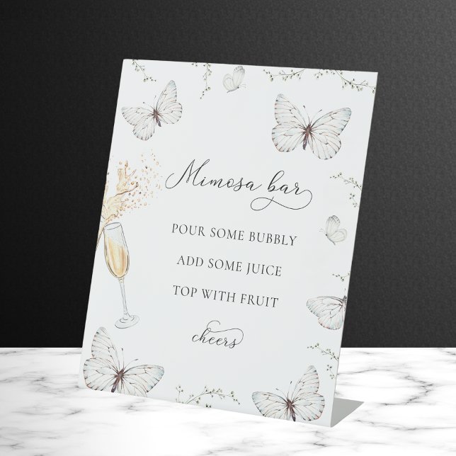 He Gives Me Butterflies Bridal Shower Mimosa Bar Pedestal Sign (Creator Uploaded)
