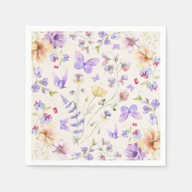 He Gives Me Butterflies Bridal Shower Napkin (Front)