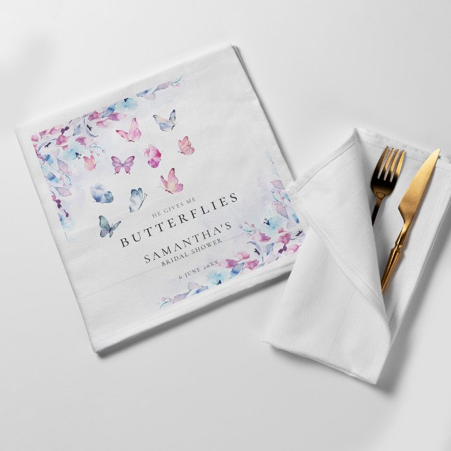 He Gives Me Butterflies Bridal Shower Napkin (Creator Uploaded)