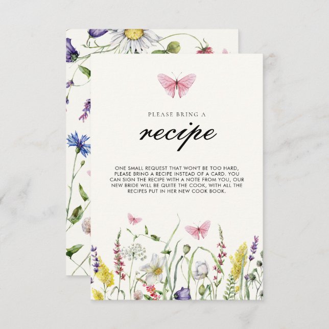 He Gives Me Butterflies  Bridal Shower Recipe  Enclosure Card (Front/Back)