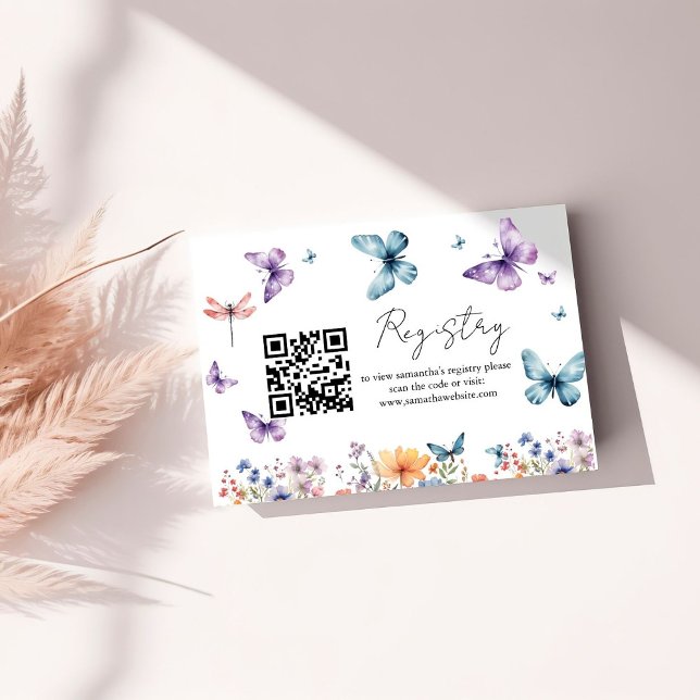 He gives me  Butterflies bridal shower registry Enclosure Card (Creator Uploaded)