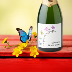 He Gives Me Butterflies Bridal Shower Sparkling Wine Label