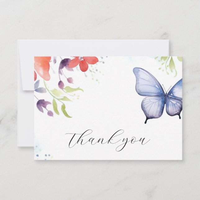 He Gives Me Butterflies Bridal Shower Thank You Card (Front)