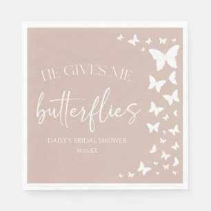 He Gives Me Butterflies Butterfly Bridal Shower Napkin