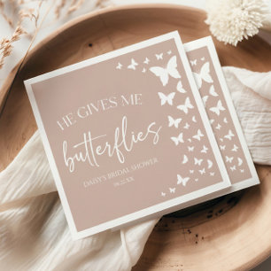 He Gives Me Butterflies Butterfly Bridal Shower Napkin