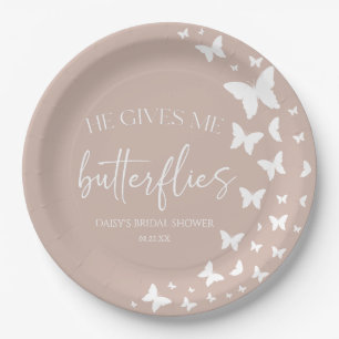 He Gives Me Butterflies Butterfly Bridal Shower Paper Plate