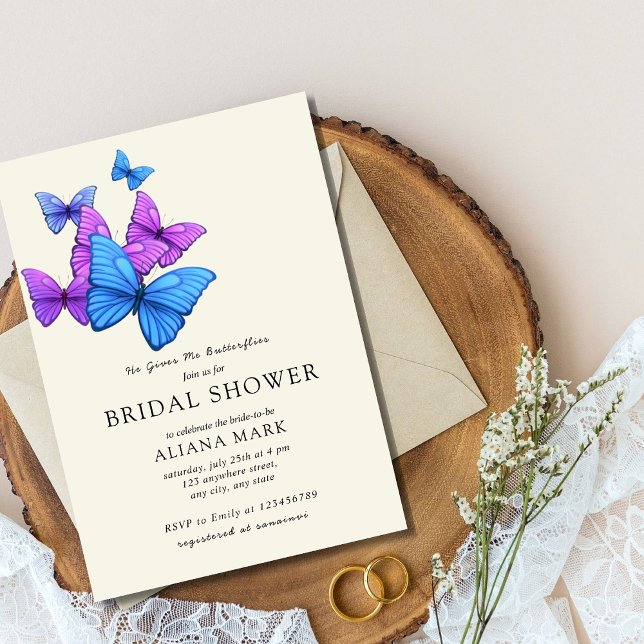 He gives me butterflies chequered  Bridal Shower  Invitation (Creator Uploaded)