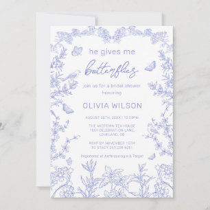 He Gives Me Butterflies Chinoiserie Bridal Shower Invitation