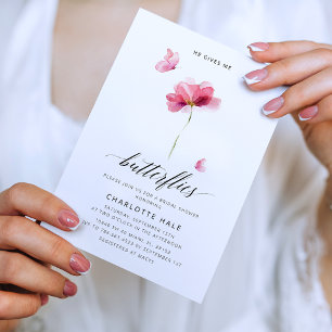 He Gives Me Butterflies Floral Bridal Shower Invitation