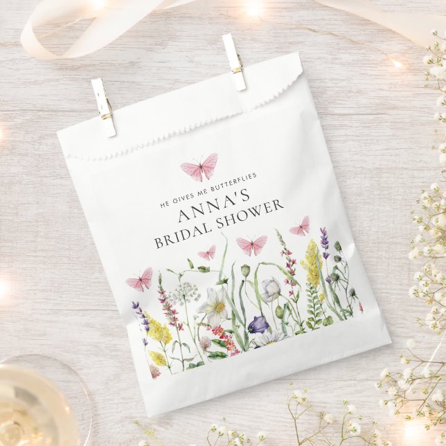 He Gives Me Butterflies Flowers Bridal Shower Favour Bags (Clipped)