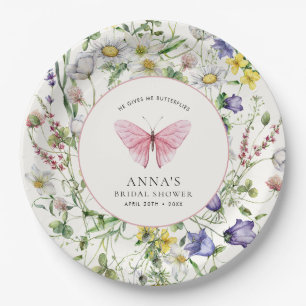 He Gives Me Butterflies Flowers Bridal Shower  Paper Plate