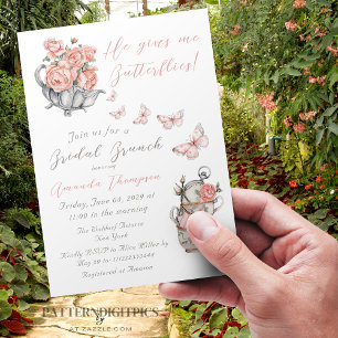 He Gives Me Butterflies Magical Tea Floral Shower Invitation