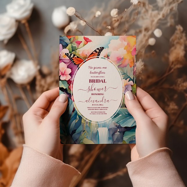 He gives me butterflies Minimalist Bridal Shower Invitation (Creator Uploaded)