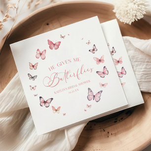He Gives Me Butterflies Soft Pink Bridal Shower  Napkin
