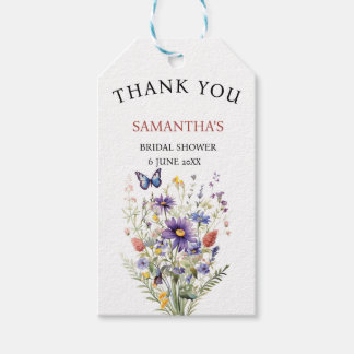 He Gives Me Butterflies wildflower Bridal Shower Gift Tags