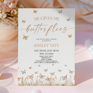 He Gives Me Butterflies Wildflower Bridal Shower Invitation