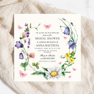 He Gives Me Butterflies Wildflowers Bridal Shower Invitation