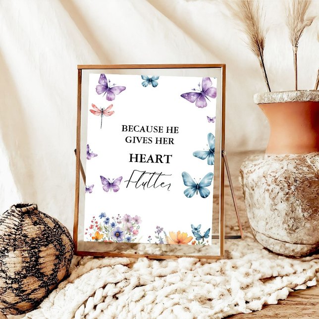 He gives me butterflies Wildflowers Bridal Shower  Poster (Creator Uploaded)