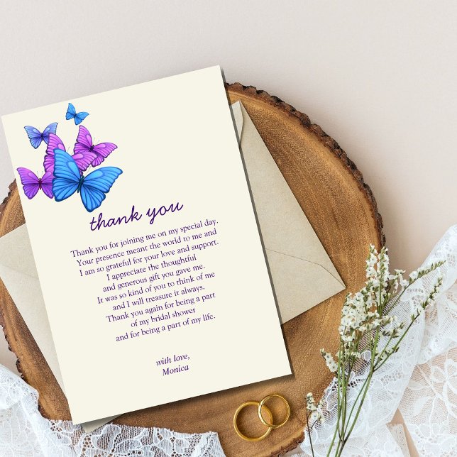 He gives me butterflies Wildflowers Bridal Shower  Thank You Card (Creator Uploaded)