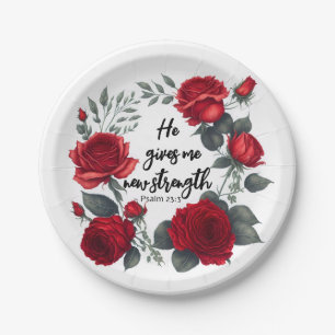He Gives Me New Strength Paper Plate