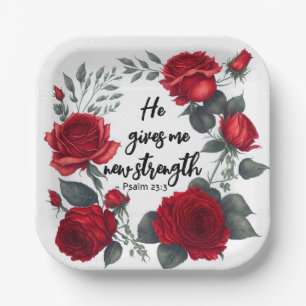 He Gives Me New Strength Paper Plate