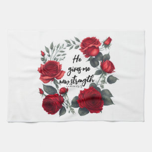 He Gives Me New Strength Tea Towel