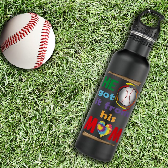 He Got It From His Mum, Baseball Proud Mother 710 Ml Water Bottle (Creator Uploaded)
