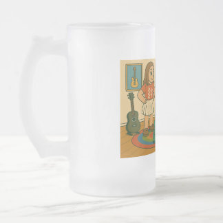 He has cool guitars frosted glass beer mug