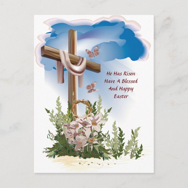 He Has Rise Eastern  Holiday Postcard (Front)