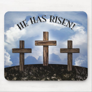 He Has Risen 3 Rugged Crosses Mouse Mat