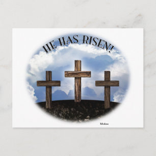 He Has Risen 3 Rugged Crosses Postcard