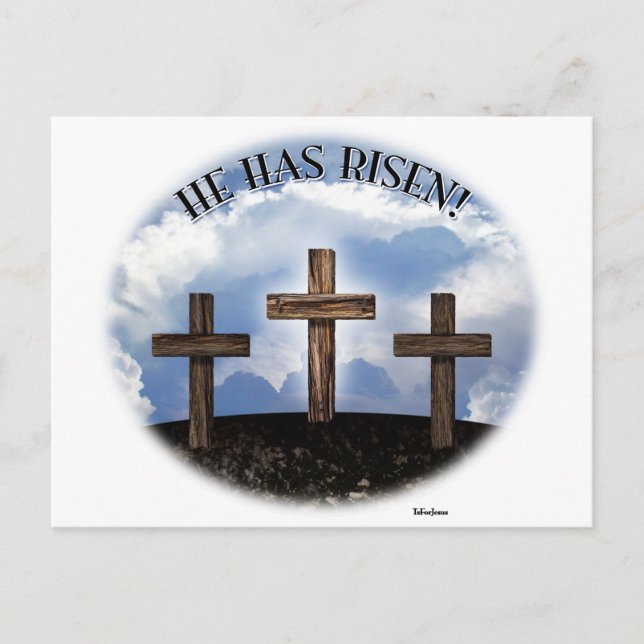 He Has Risen 3 Rugged Crosses Postcard (Front)