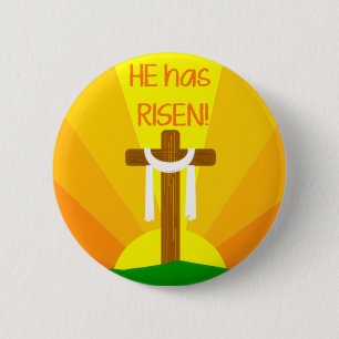 He Has Risen  6 Cm Round Badge
