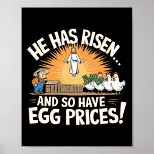 He Has Risen And So Have Egg Prices Easter Eggs In Poster