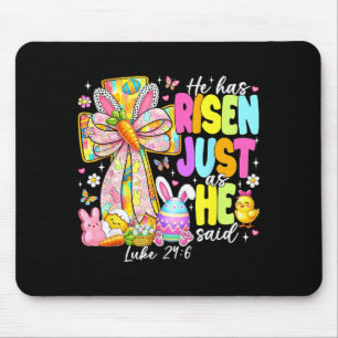 He has risen as he said bunny cross easter jesus mouse mat