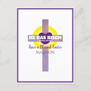 He Has Risen Cross Bible Verse Easter Custom Name  Postcard