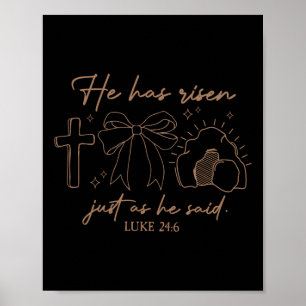 He Has Risen Easter Christian Bible Verse Coquette Poster