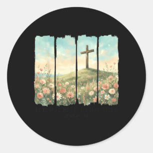 He Has Risen Easter Cross Matthew 28_6 Christian Classic Round Sticker
