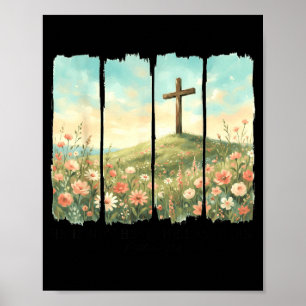 He Has Risen Easter Cross Matthew 28_6 Christian Poster