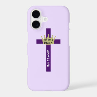 He Has Risen Easter Day Crown and Cross Purple