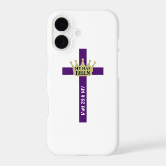 He Has Risen Easter Day Crown and Cross Purple