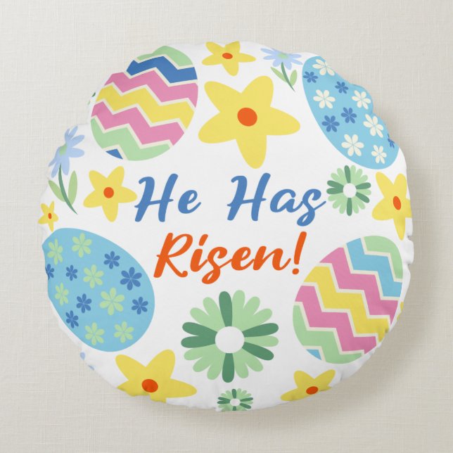 He Has Risen Easter  Round Cushion (Front)