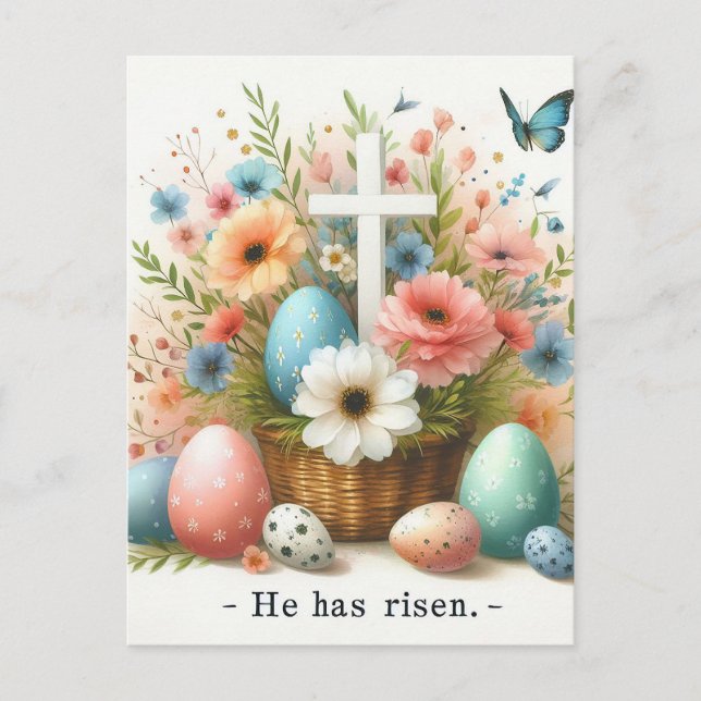 He Has Risen Holiday Postcard (Front)