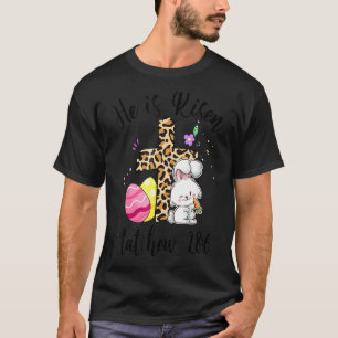 He Has Risen Leopard Bunny Happy Easter Christian T-Shirt