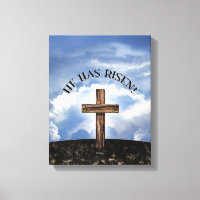 He Has Risen Rugged Cross Sky