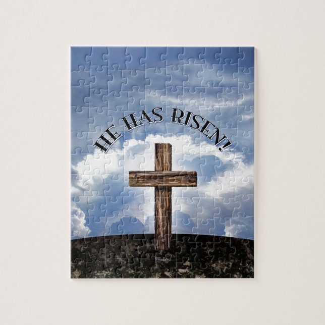 He Has Risen Rugged Cross Sky Jigsaw Puzzle (Vertical)