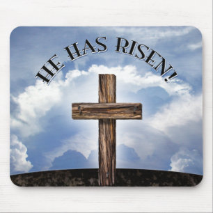 He Has Risen Rugged Cross Sky Mouse Mat