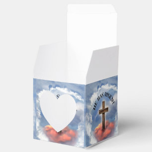 He Has Risen Rugged Cross With Clouds Favour Box