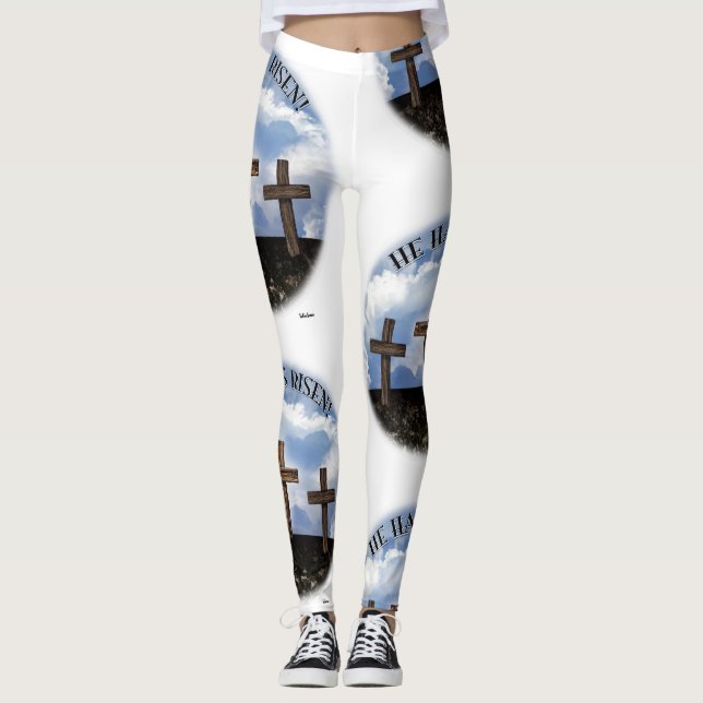 He Has Risen Three Crosses Leggings (Front)