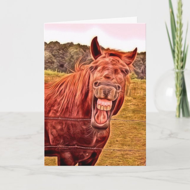 He Haw You're 50!! Horse Happy Birthday Card (Front)